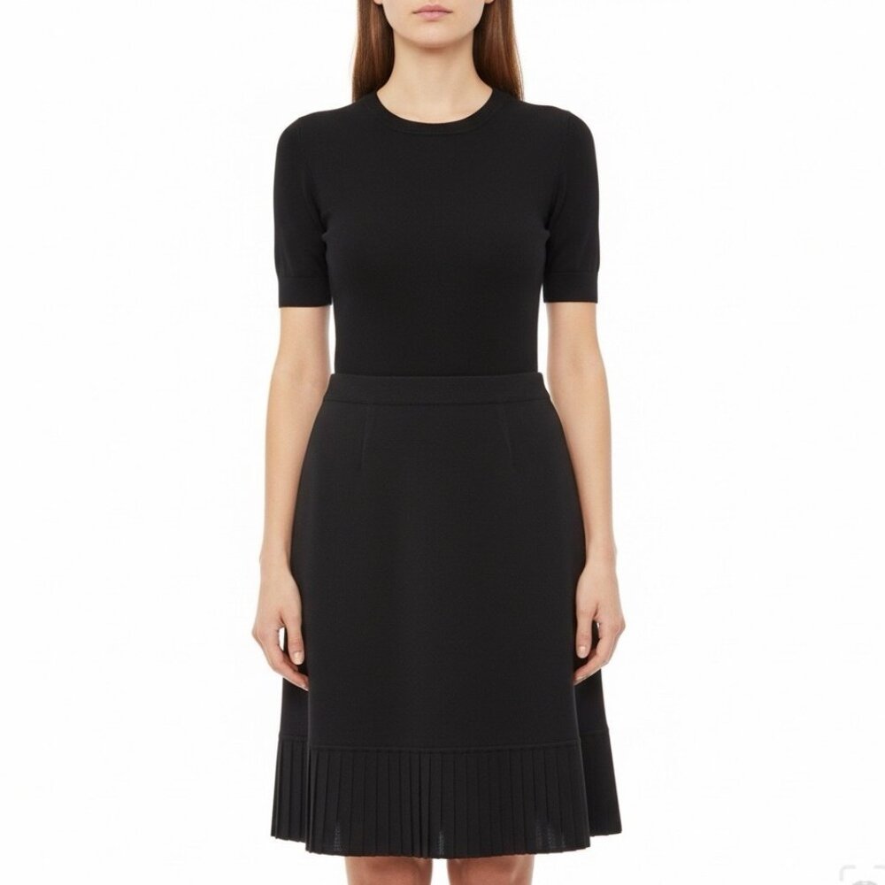 Exclusively Misook Womens Black Pleated Hem Skirt Elegant Size Small